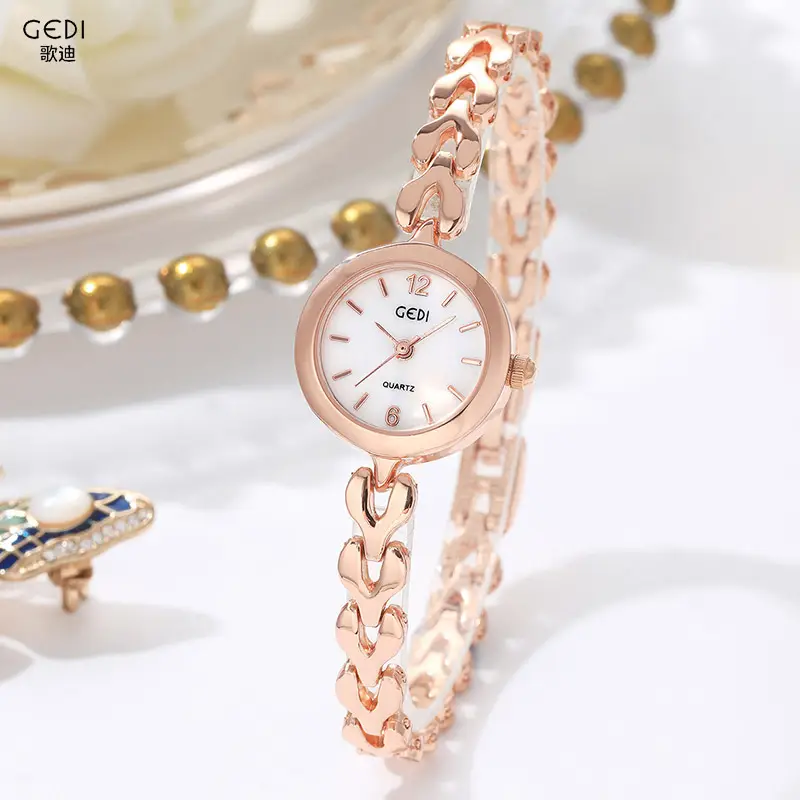 Goldie Women's Rose Gold Chain Watch with White Dial - Image 6