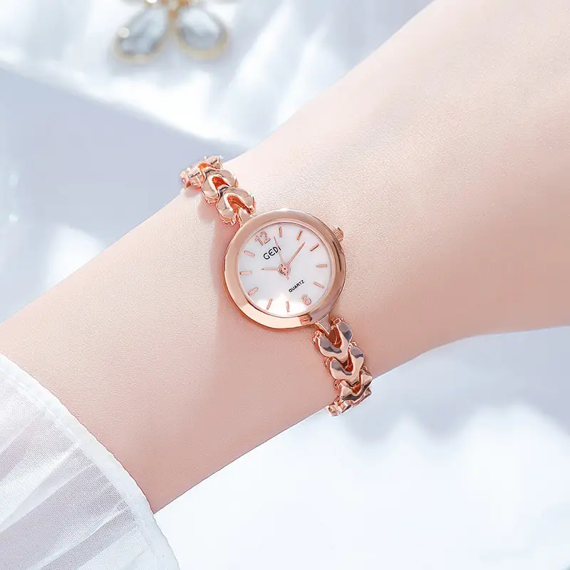 Goldie Women's Rose Gold Chain Watch with White Dial - Image 7