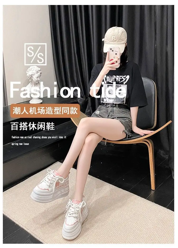 Women White Platform Sneakers Thick Soled Casual Spring 2025 — feature 1