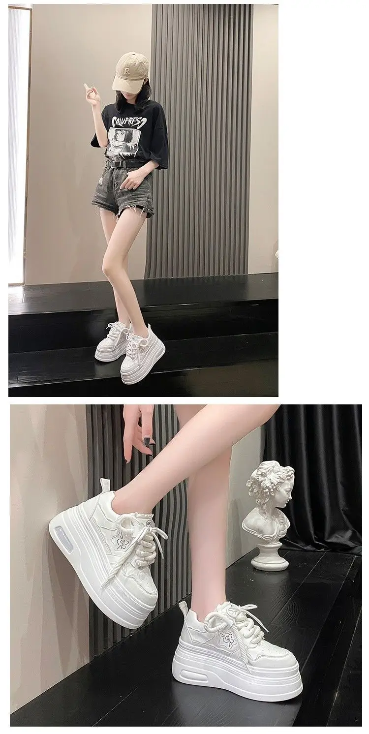 Women White Platform Sneakers Thick Soled Casual Spring 2025 — feature 10