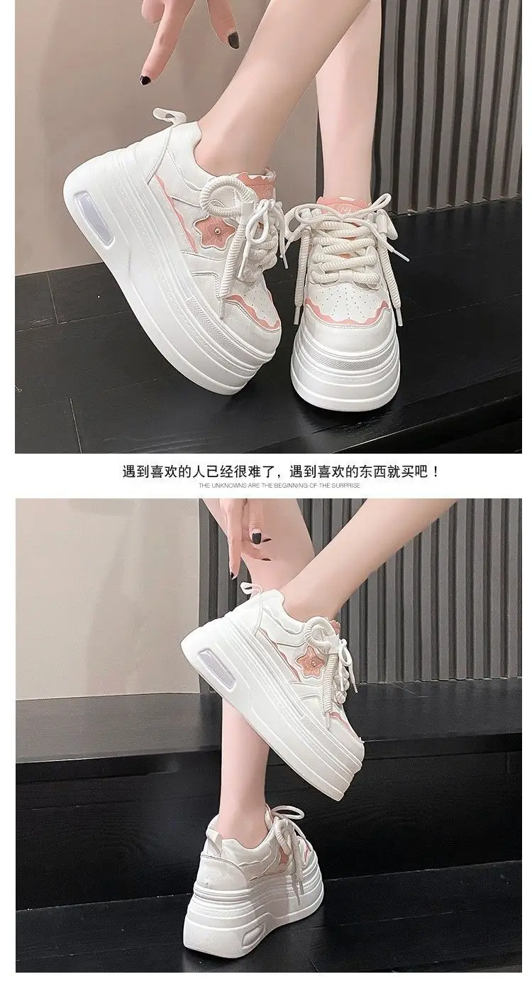 Women White Platform Sneakers Thick Soled Casual Spring 2025 — feature 11