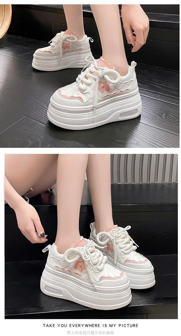 Women White Platform Sneakers Thick Soled Casual Spring 2025 — feature 12