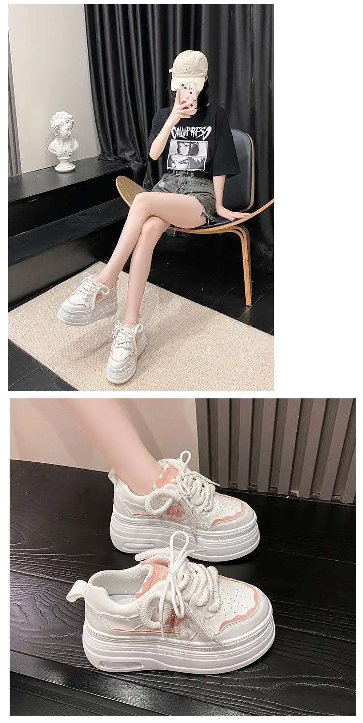 Women White Platform Sneakers Thick Soled Casual Spring 2025 — feature 13