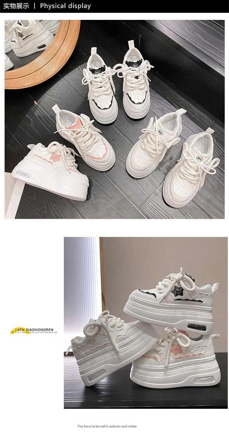 Women White Platform Sneakers Thick Soled Casual Spring 2025 — feature 14