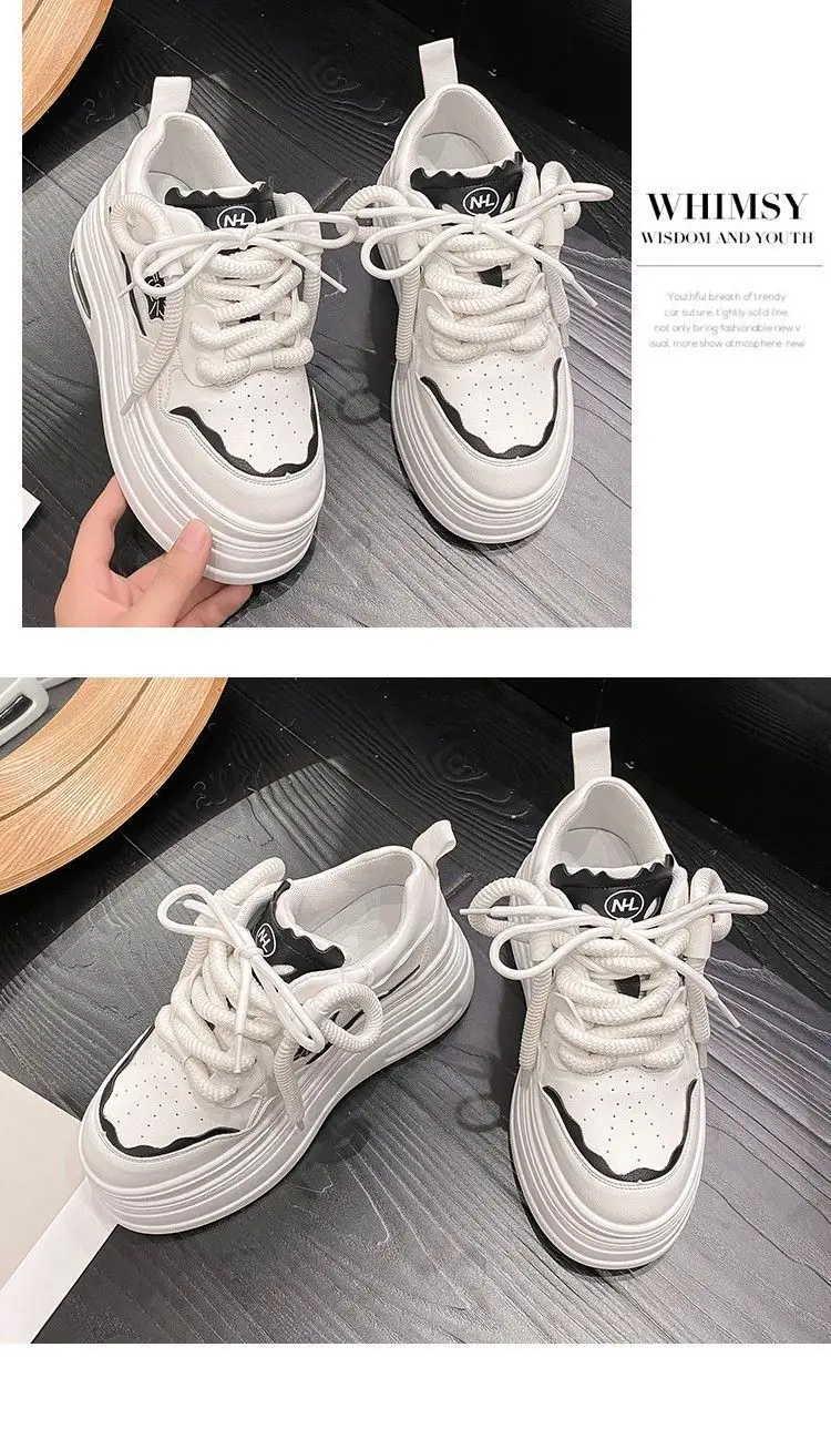 Women White Platform Sneakers Thick Soled Casual Spring 2025 — feature 15