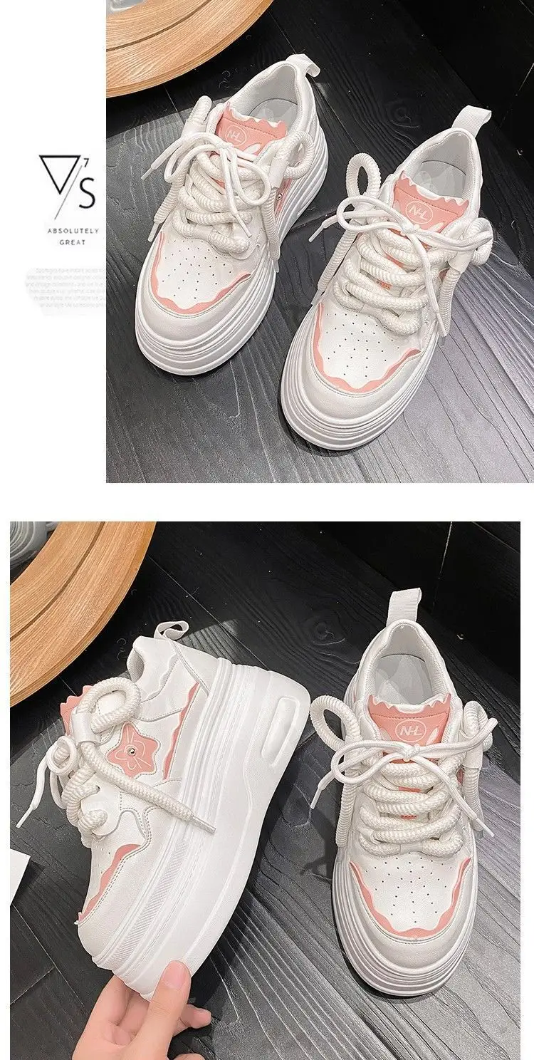 Women White Platform Sneakers Thick Soled Casual Spring 2025 — feature 16