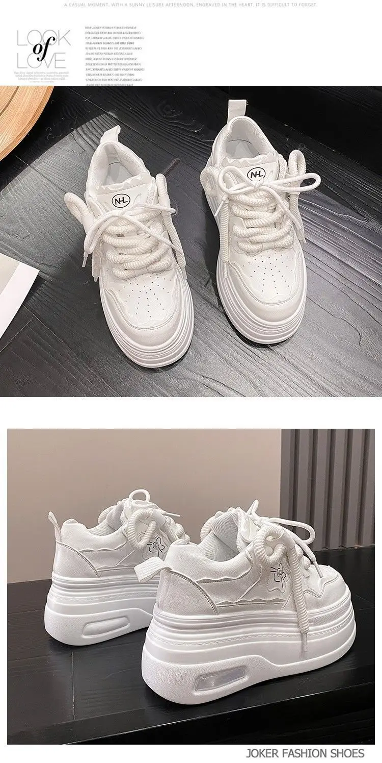 Women White Platform Sneakers Thick Soled Casual Spring 2025 — feature 17