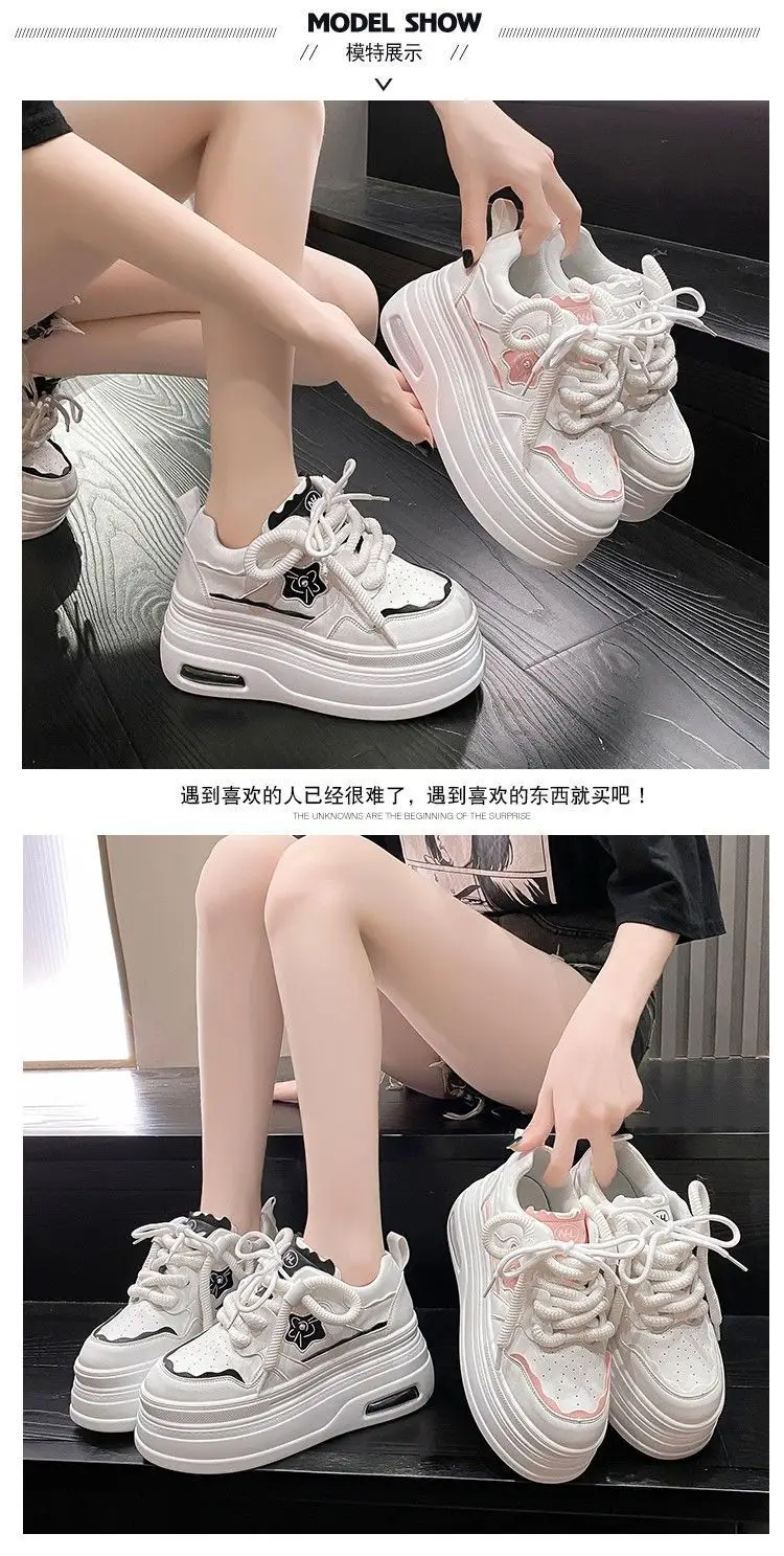 Women White Platform Sneakers Thick Soled Casual Spring 2025 — feature 5