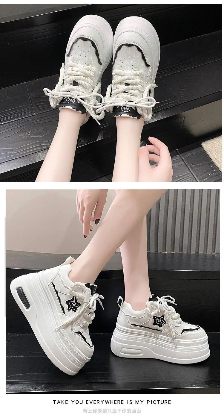 Women White Platform Sneakers Thick Soled Casual Spring 2025 — feature 6