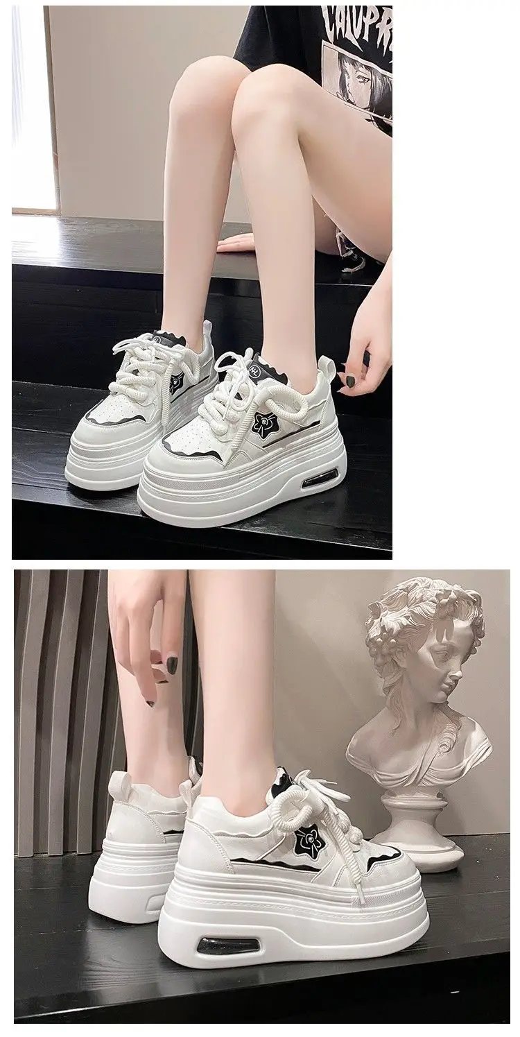 Women White Platform Sneakers Thick Soled Casual Spring 2025 — feature 7