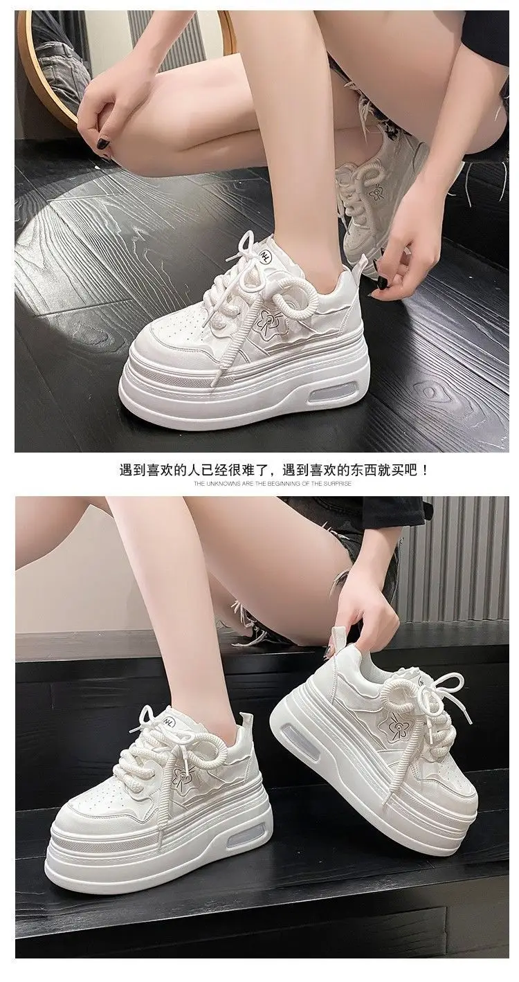 Women White Platform Sneakers Thick Soled Casual Spring 2025 — feature 8