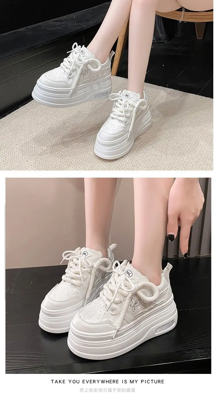Women White Platform Sneakers Thick Soled Casual Spring 2025 — feature 9