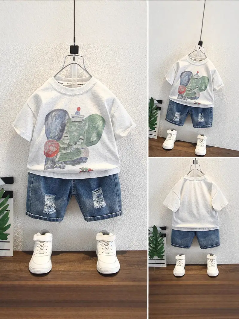 8183 Boys T-Shirt Cartoon Elephant Print 2026 - Image 3
