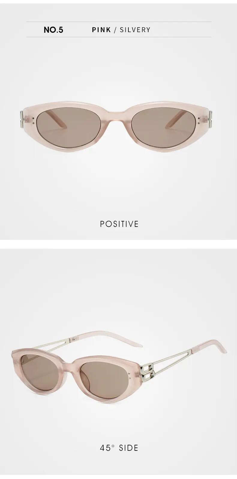 Women's Oval Cat's Eye Sunglasses White Gold Mirror Legs — feature 10