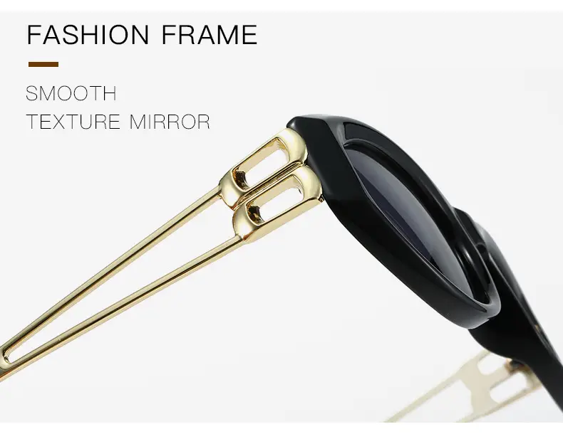 Women's Oval Cat's Eye Sunglasses White Gold Mirror Legs — feature 3