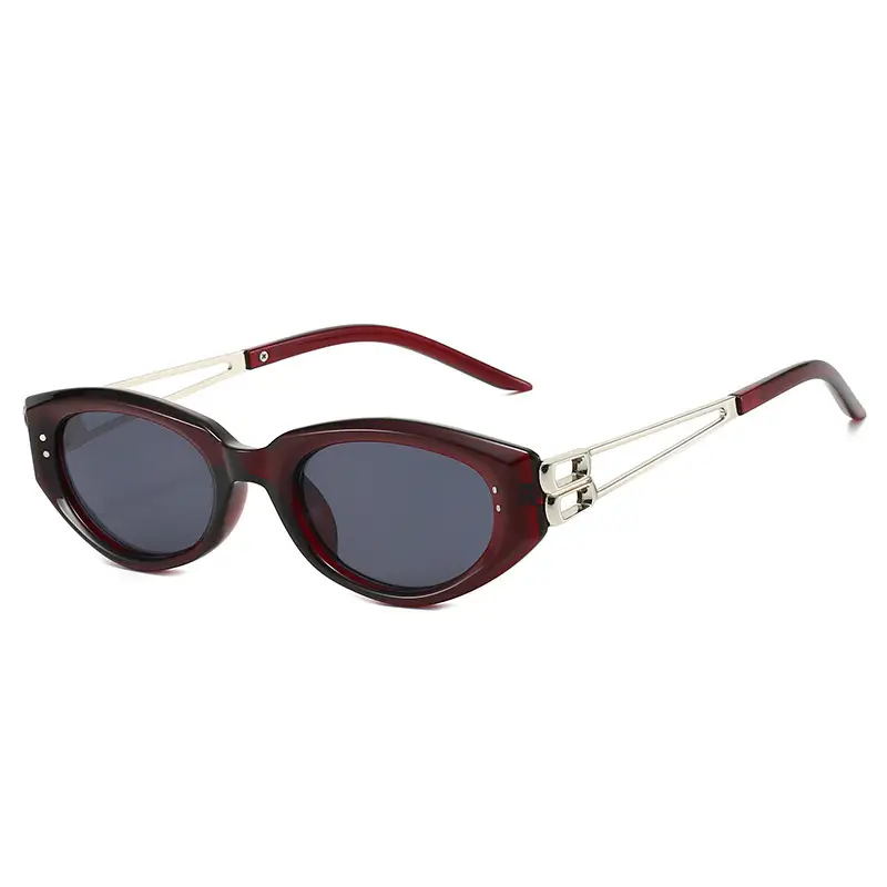 Women's Oval Cat's Eye Sunglasses White Gold Mirror Legs - Image 5