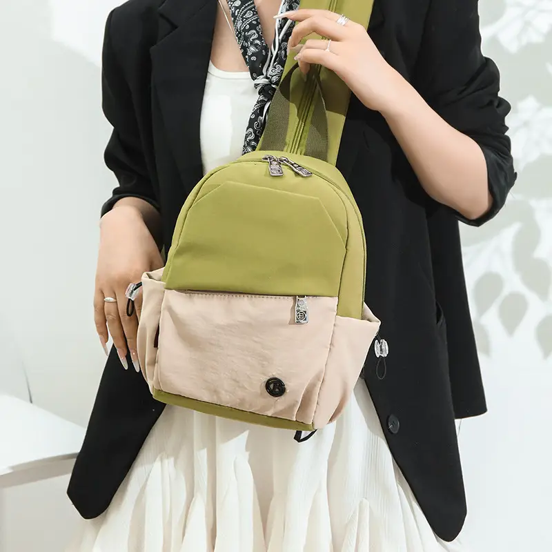 Green Beige Crossbody Backpack for Students & Travel - Image 5