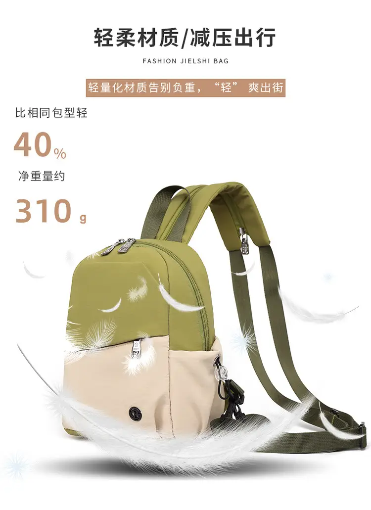 Green Beige Crossbody Backpack for Students & Travel — feature 14