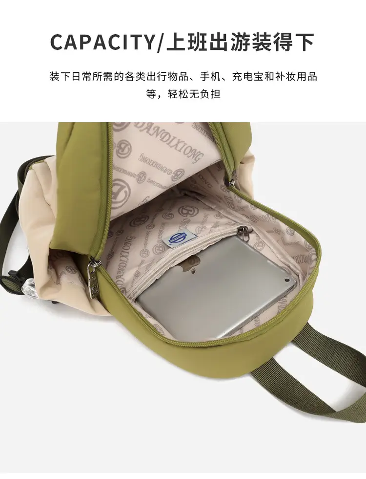 Green Beige Crossbody Backpack for Students & Travel — feature 16
