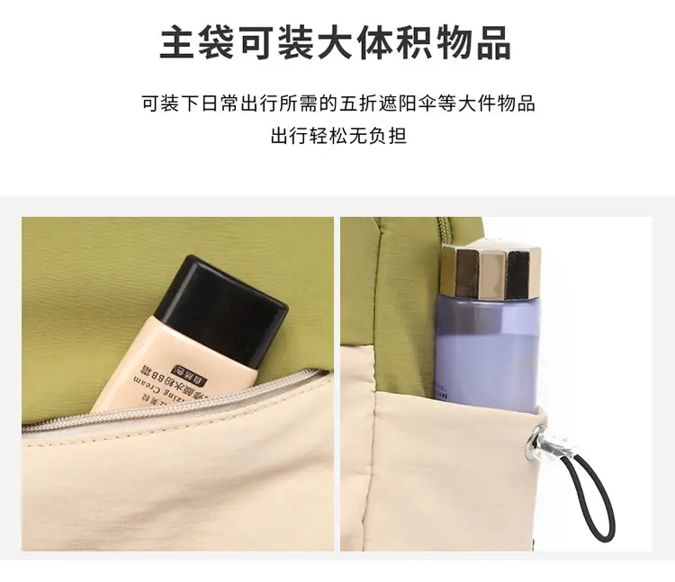 Green Beige Crossbody Backpack for Students & Travel — feature 17