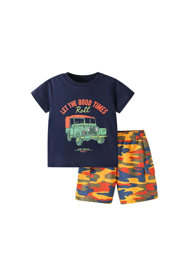 Malwee Boys Summer T-Shirt Pants Set Blue Orange - Image 6