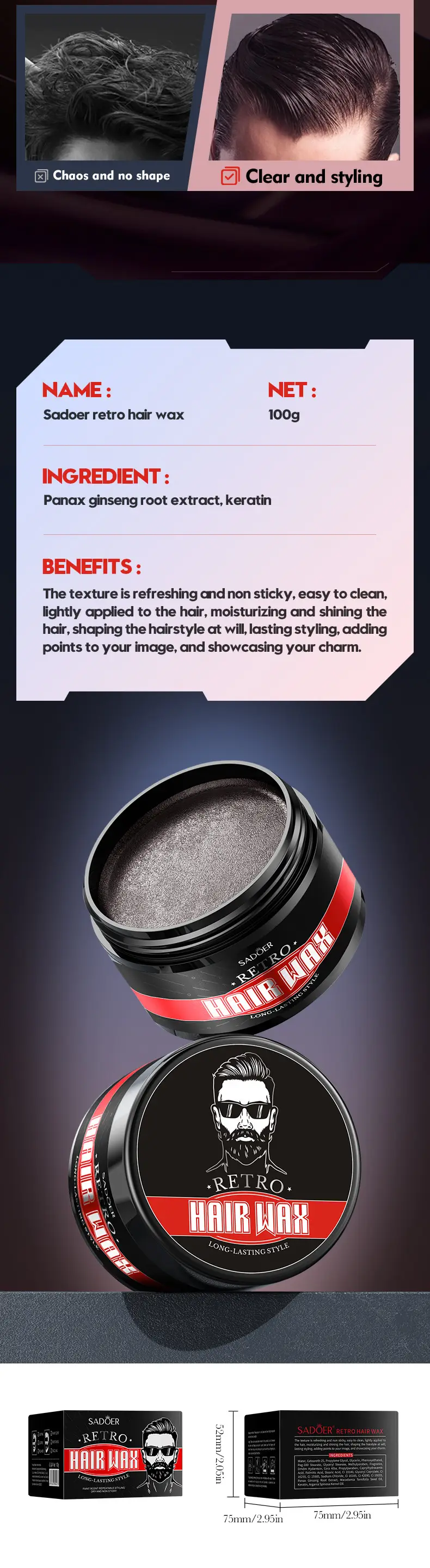 Sadoer Retro Hair Wax for Long-lasting Styling — feature 10
