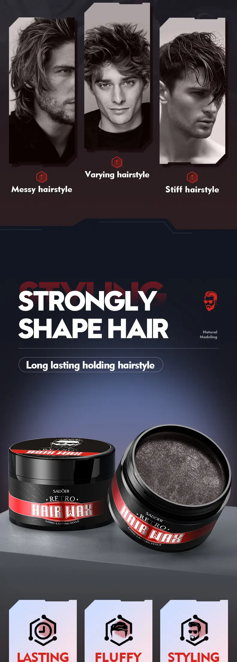Sadoer Retro Hair Wax for Long-lasting Styling — feature 4