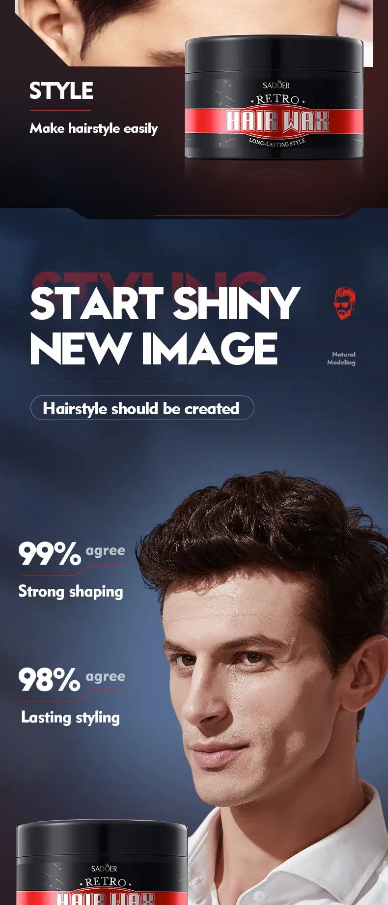Sadoer Retro Hair Wax for Long-lasting Styling — feature 7
