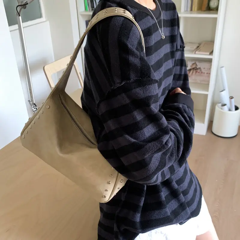 Retro Rivet Shoulder Bag for Women Soft Leather Casual Crossbody - Image 8
