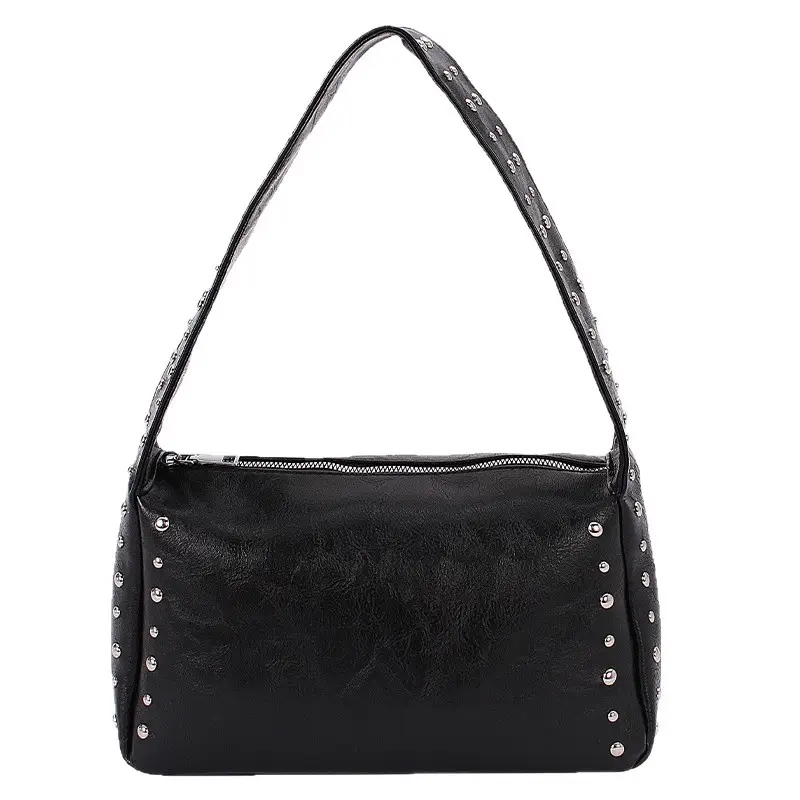 Retro Rivet Shoulder Bag for Women Soft Leather Casual Crossbody - Image 9