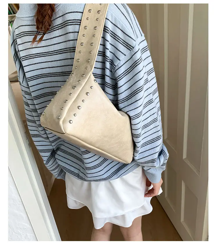 Retro Rivet Shoulder Bag for Women Soft Leather Casual Crossbody — feature 30