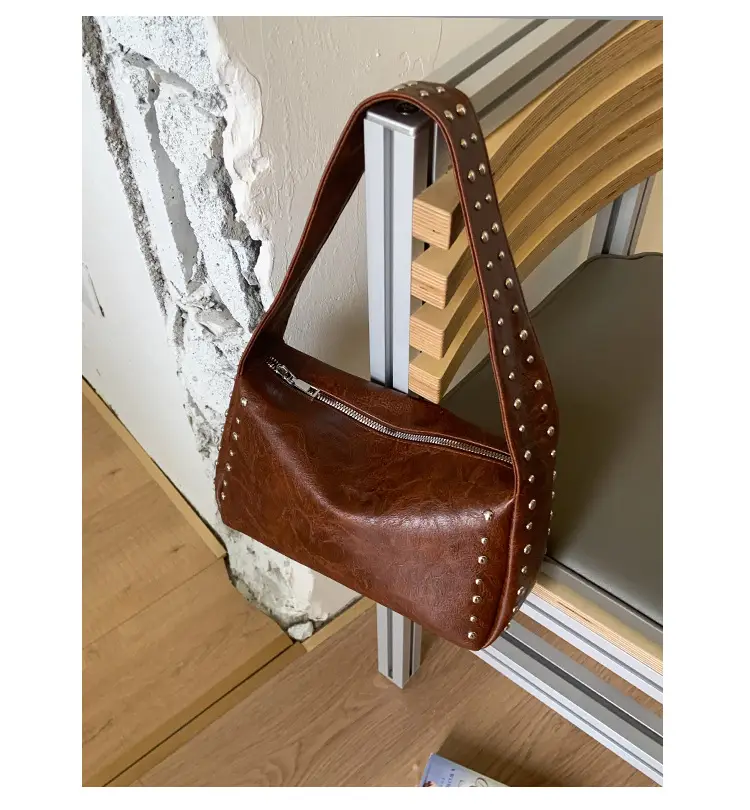 Retro Rivet Shoulder Bag for Women Soft Leather Casual Crossbody — feature 36