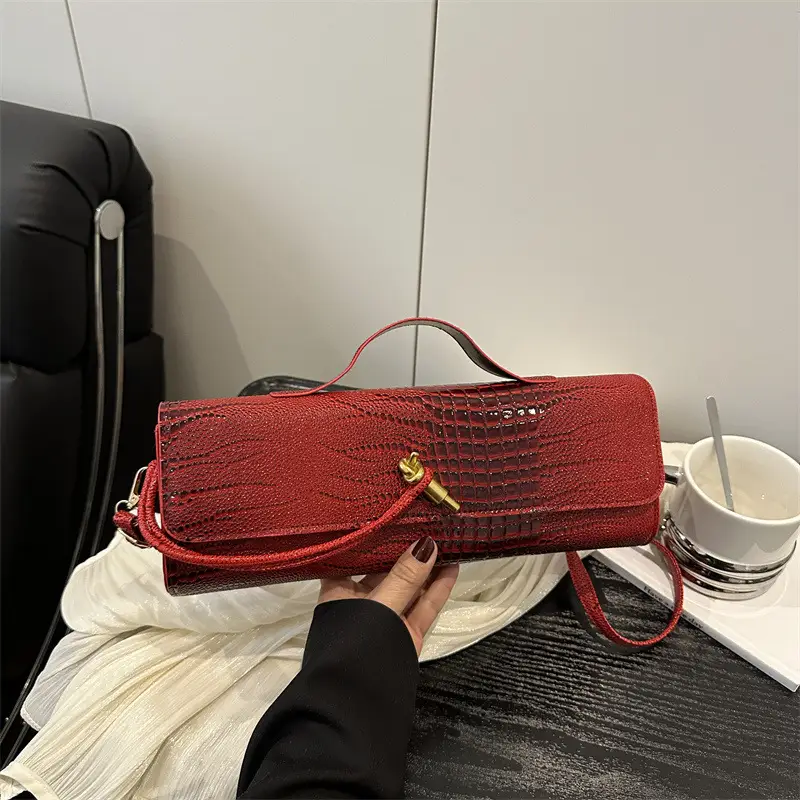 Red Croc Leather Crossbody Bag for Women 2025 - Image 5