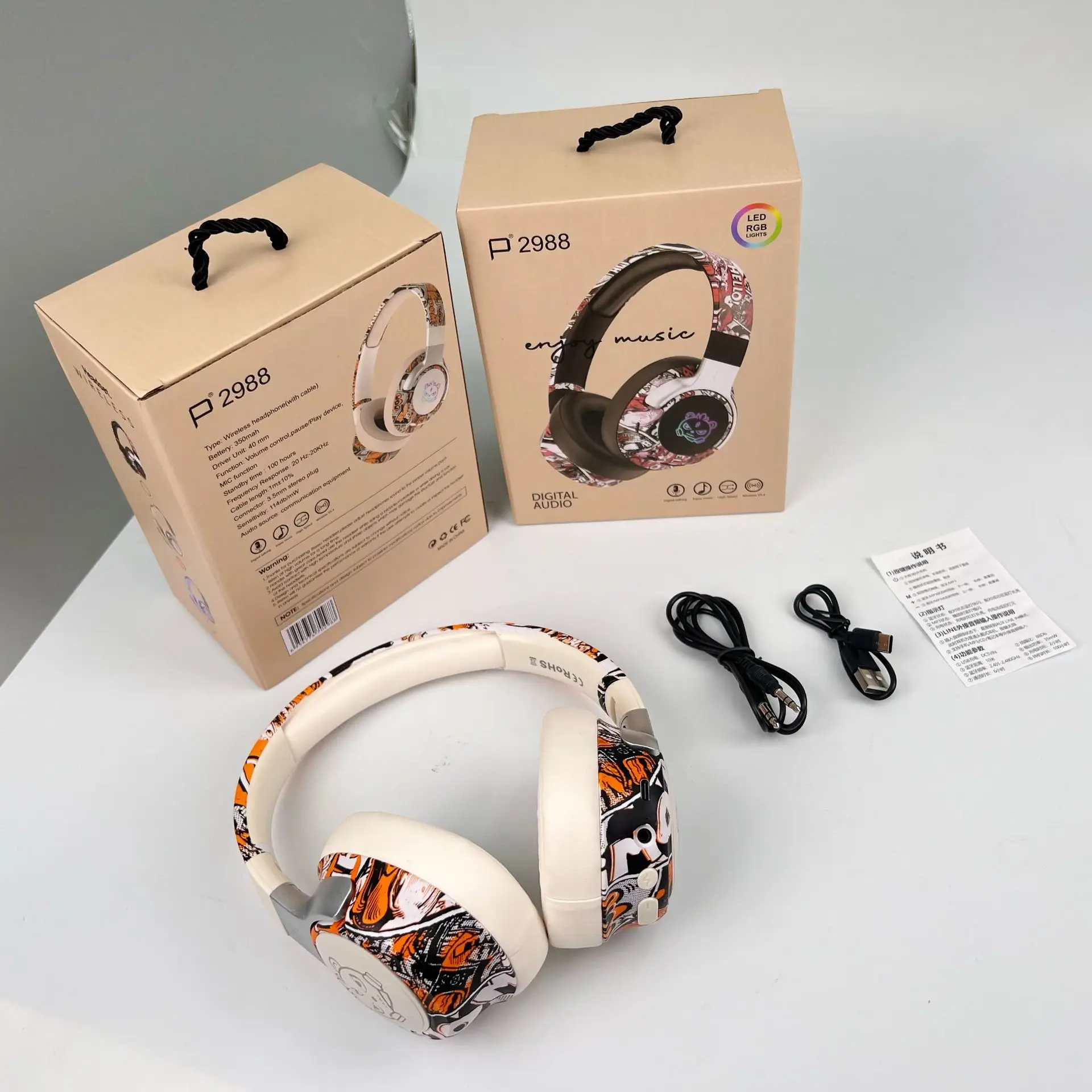 Chinese Graffiti Bluetooth Headphones with Ultra Battery
