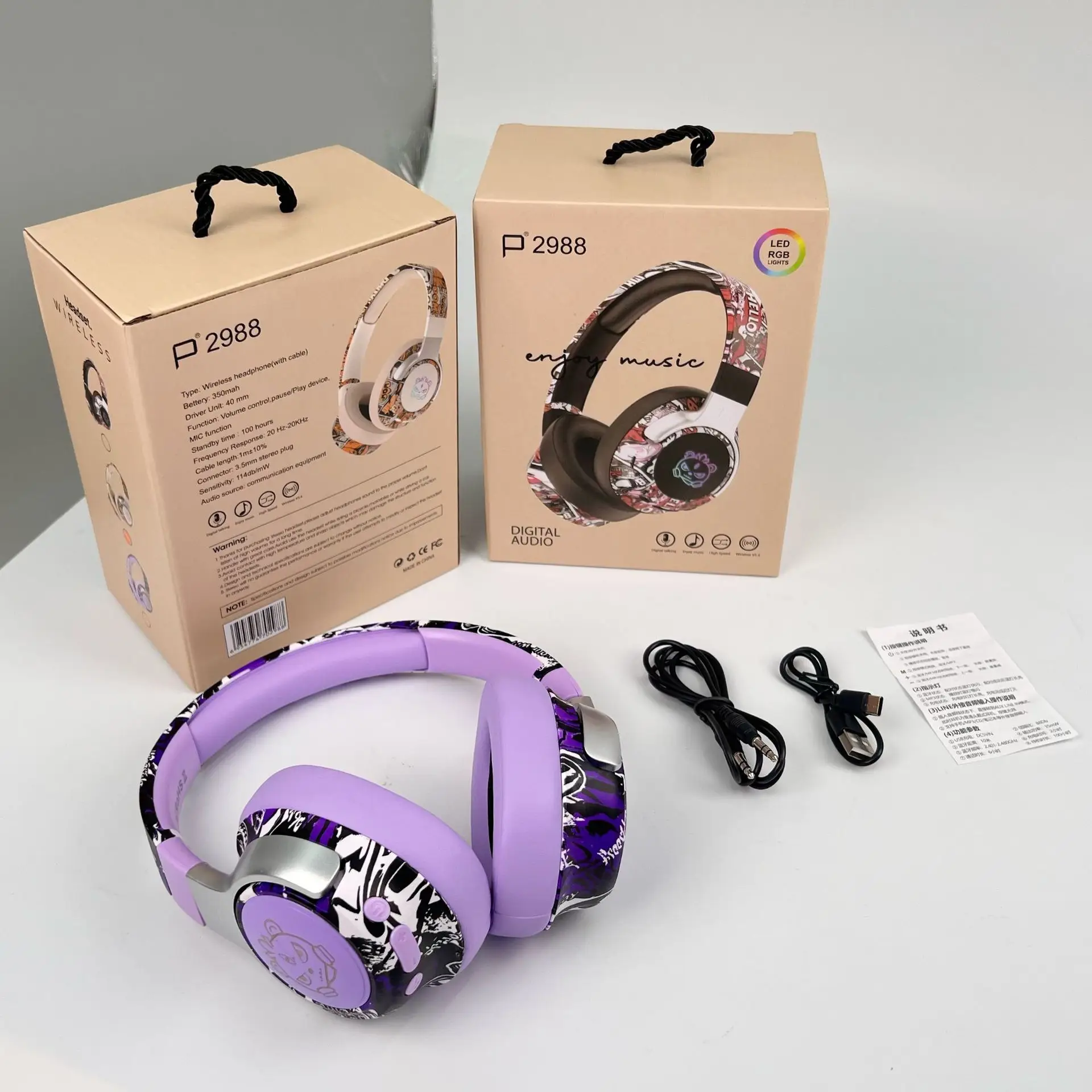 Chinese Graffiti Bluetooth Headphones with Ultra Battery - Image 3