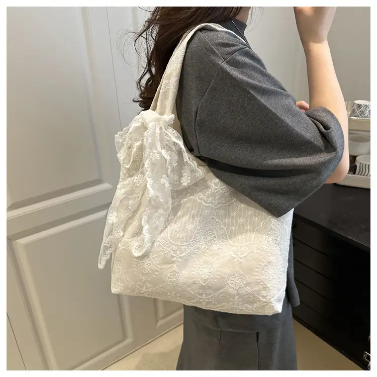 White Lace Shoulder Tote Bag for Women 2025 — feature 11