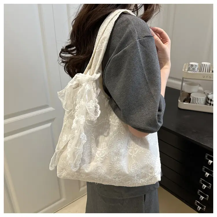 White Lace Shoulder Tote Bag for Women 2025 — feature 15