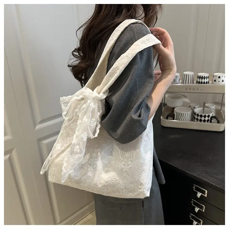 White Lace Shoulder Tote Bag for Women 2025 — feature 17