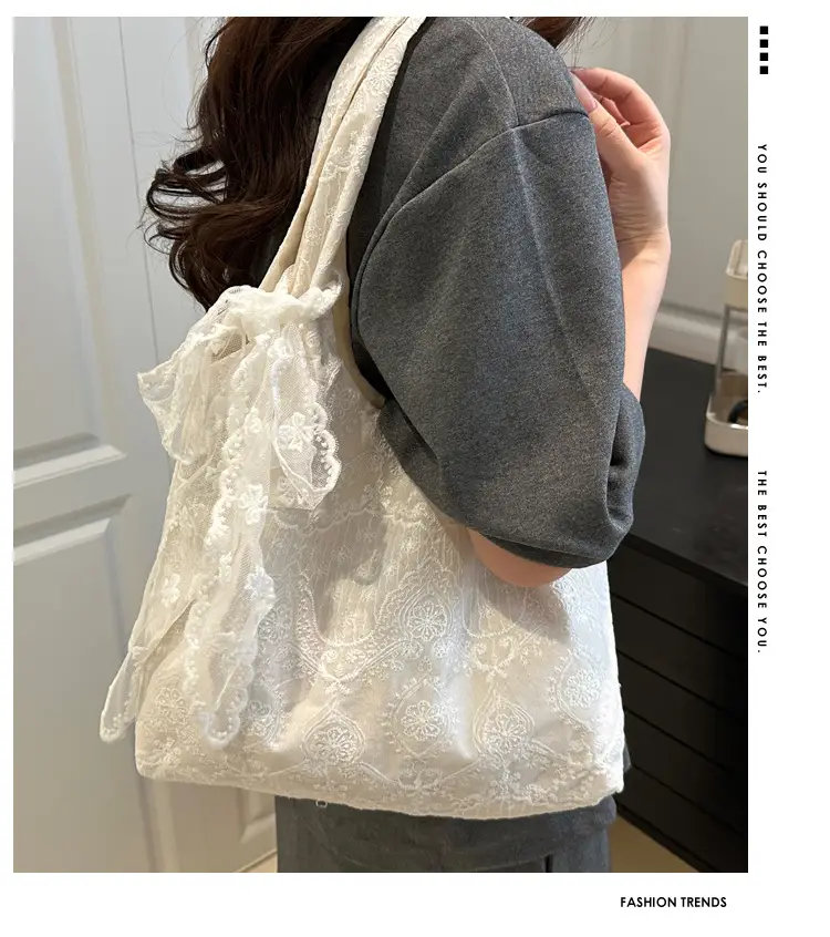 White Lace Shoulder Tote Bag for Women 2025 — feature 2