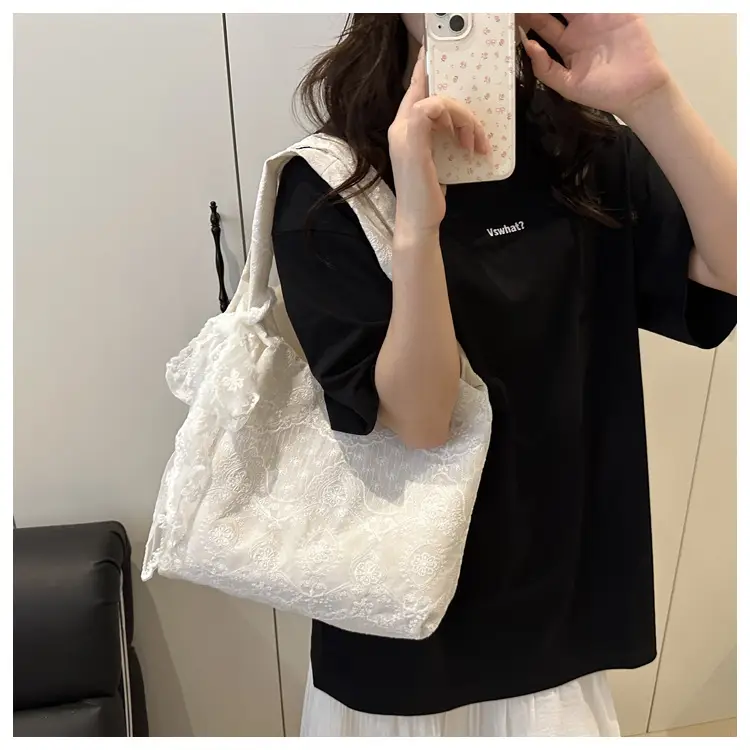 White Lace Shoulder Tote Bag for Women 2025 — feature 23