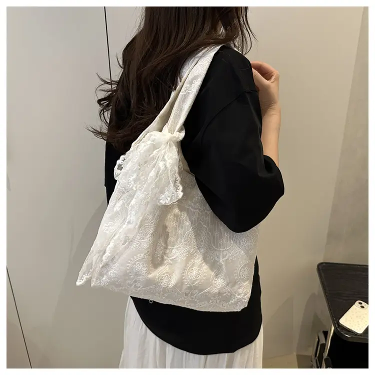 White Lace Shoulder Tote Bag for Women 2025 — feature 24