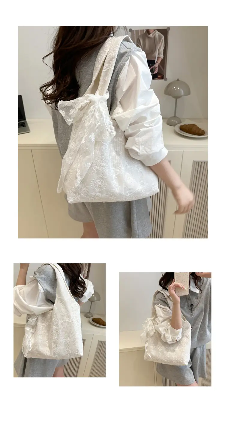White Lace Shoulder Tote Bag for Women 2025 — feature 9