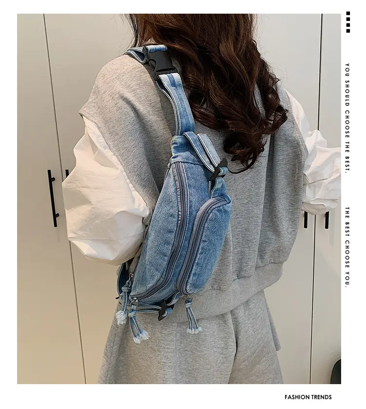Women's Washable Denim Crossbody Bag Large Mobile Phone Bag — feature 1