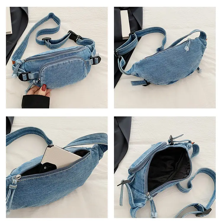 Women's Washable Denim Crossbody Bag Large Mobile Phone Bag — feature 11
