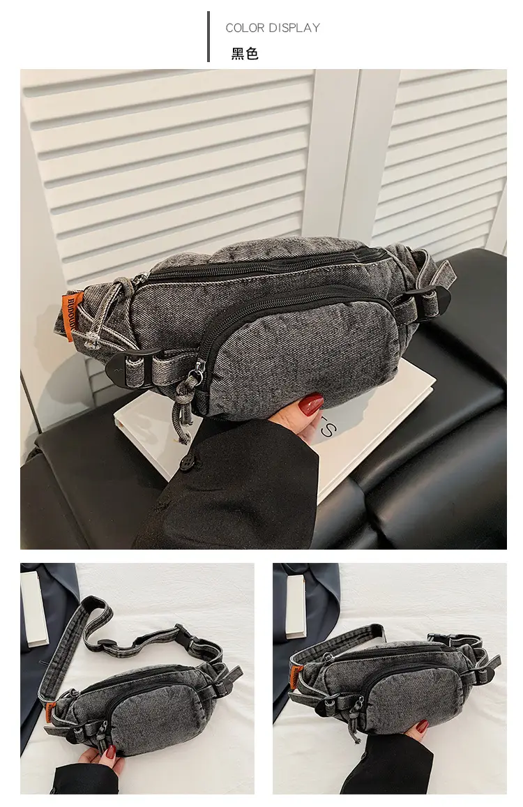 Women's Washable Denim Crossbody Bag Large Mobile Phone Bag — feature 15