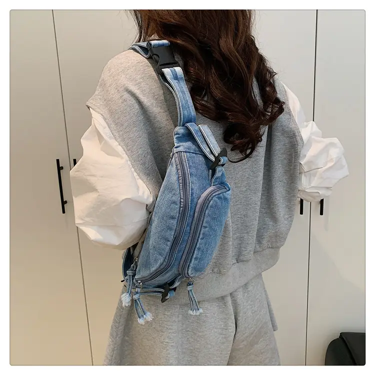 Women's Washable Denim Crossbody Bag Large Mobile Phone Bag — feature 17