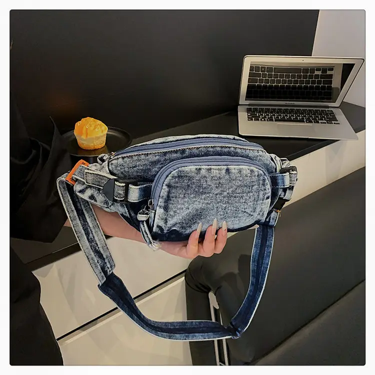 Women's Washable Denim Crossbody Bag Large Mobile Phone Bag — feature 25