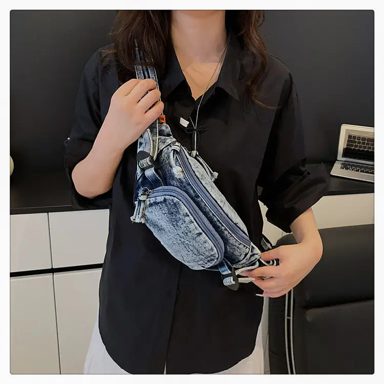 Women's Washable Denim Crossbody Bag Large Mobile Phone Bag — feature 26
