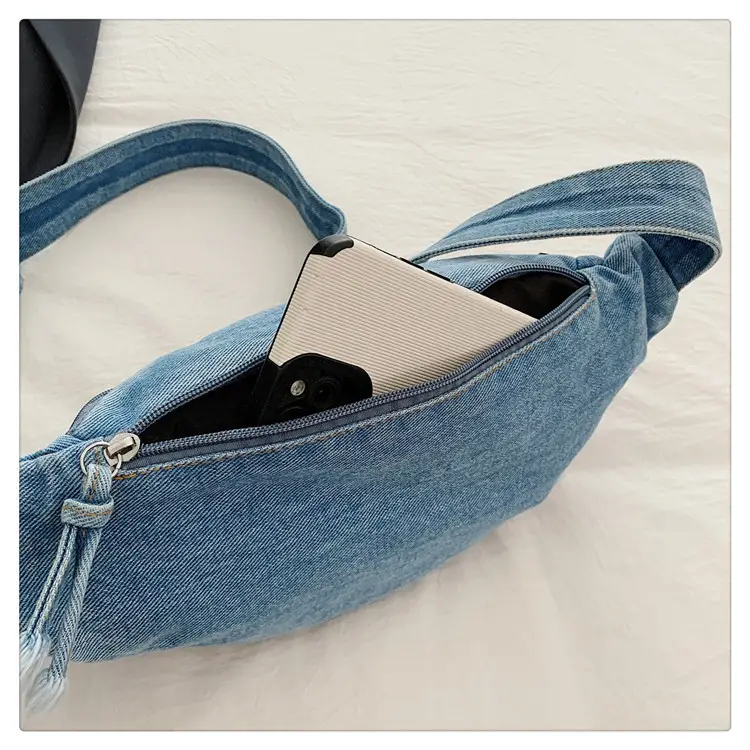 Women's Washable Denim Crossbody Bag Large Mobile Phone Bag — feature 38