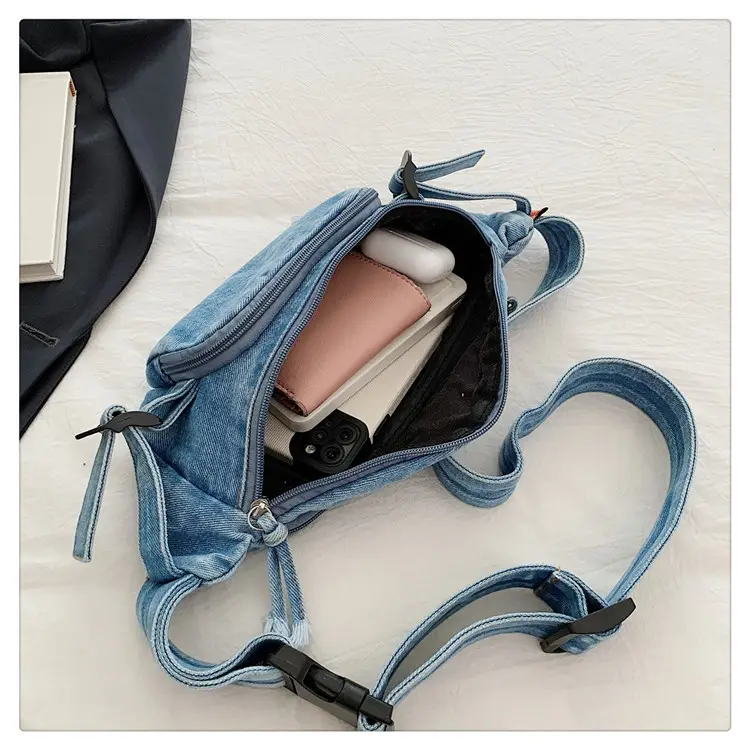 Women's Washable Denim Crossbody Bag Large Mobile Phone Bag — feature 48